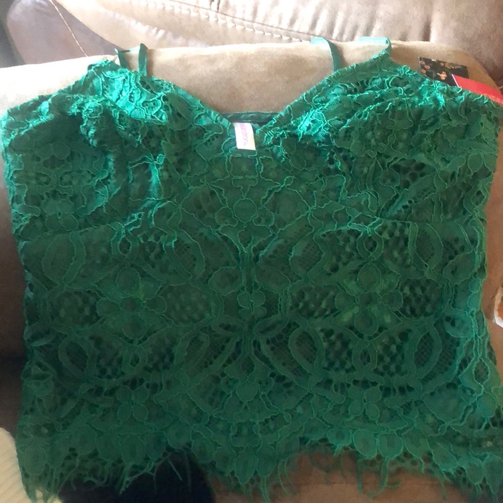 Green dantail crop top